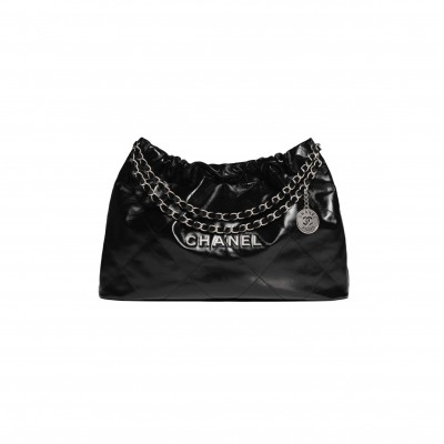 CHANEL MASTER 24C 22 BAG BLACK WITH SILVER HARDWARE AS4486 (45*30*8cm)
